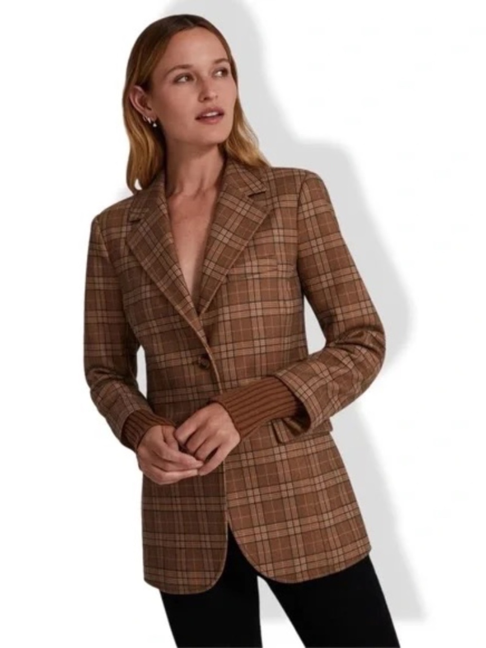 Favorite Daughter Women’s The City Blazer Brown Chocolate Plaid XS
